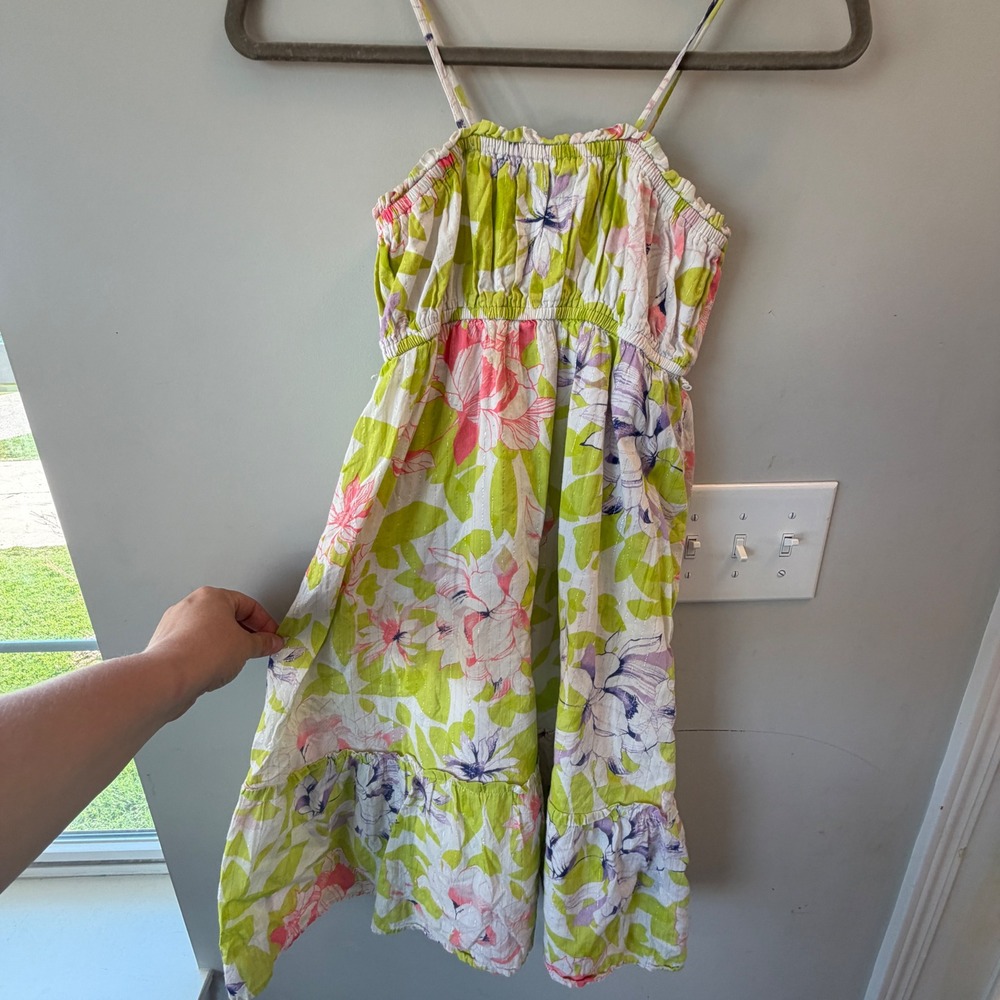 Old Navy Floral Sundress Kids Size L 10 12 Flowy Cottagecore Twee Tiered